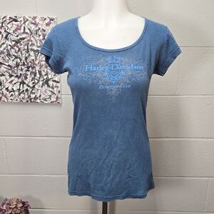 Harley-Davidson Women's Faded Blue Graphic Tee